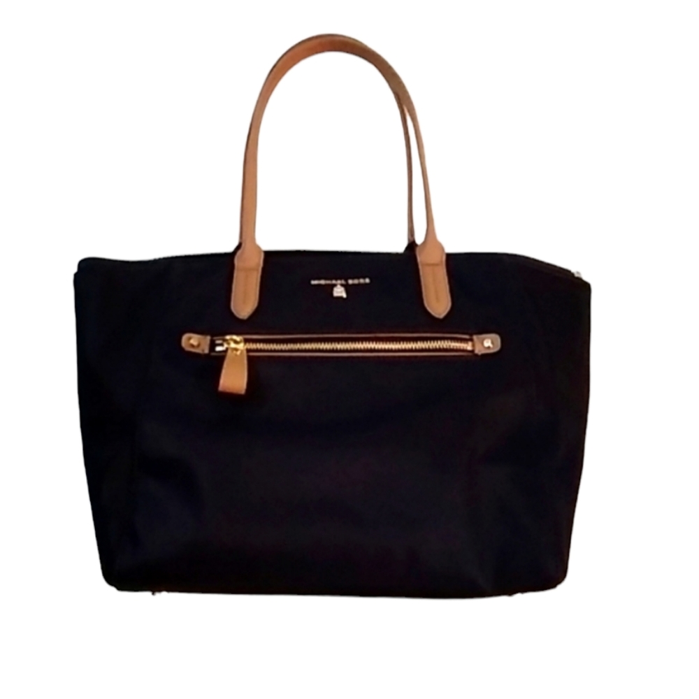 Michael kors purse black with brown trim nylon